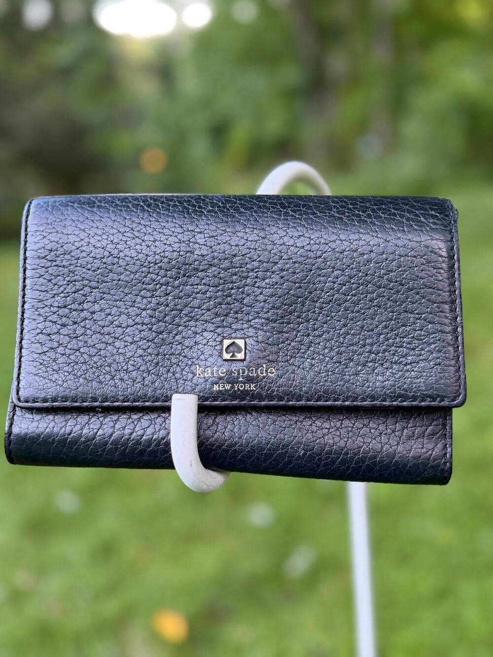 Kate Spade Black Pebbled Leather Compact Wallet COA